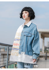 Stitched Denim Loose Shirt